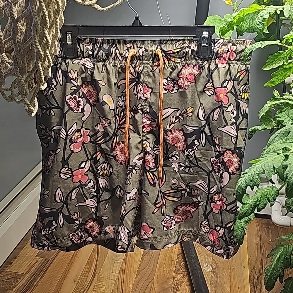 Mens Floral Swim Trunks Above the knee